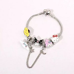 Hello Kitty Silver Charm Bracelet with Multicolor Enamel Charms